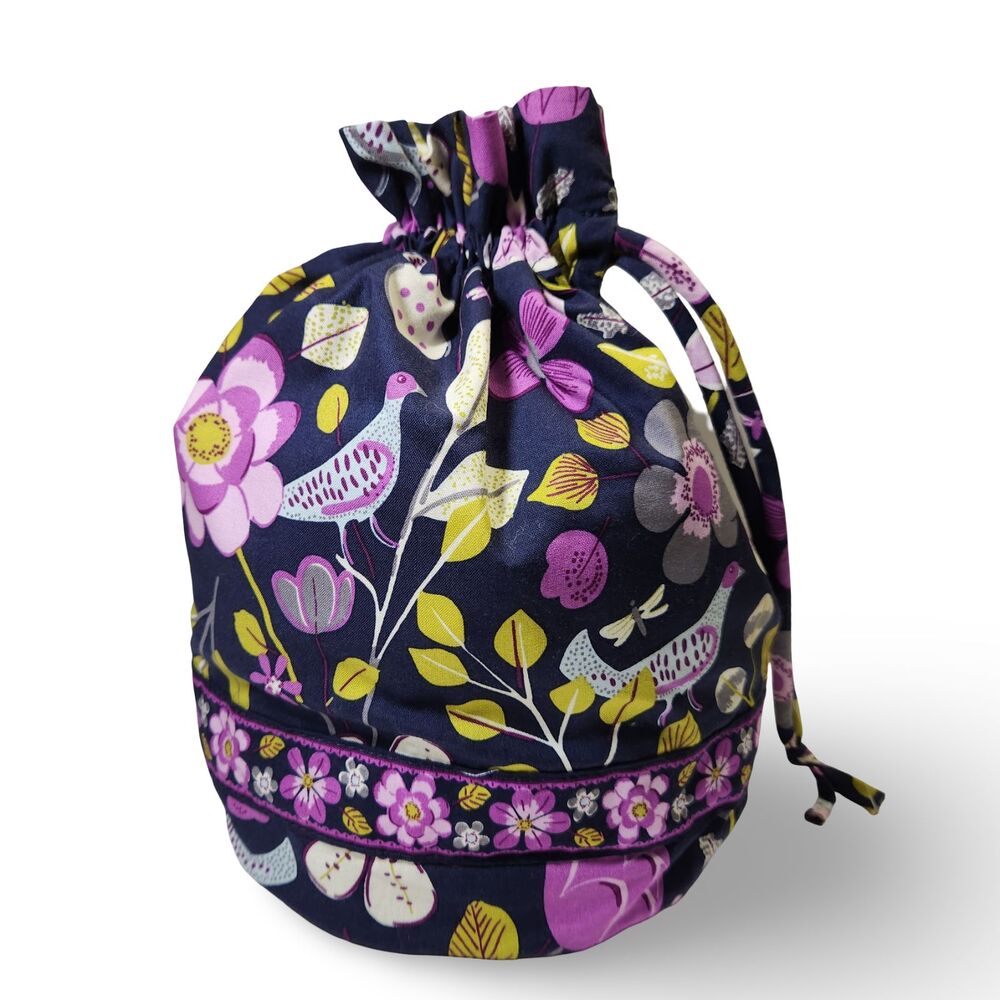 Vera Bradley NIGHTINGALE Ditty Drawstring Plastic Lined Cosmetic Wet Bag Gym
